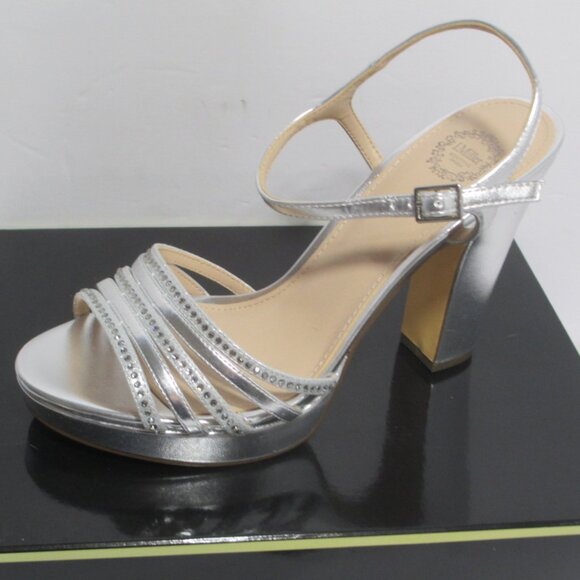 I. Miller Womens 9.5 Sylas Silver Pump Sandals Formal Party Wedding NEW - Picture 4 of 11